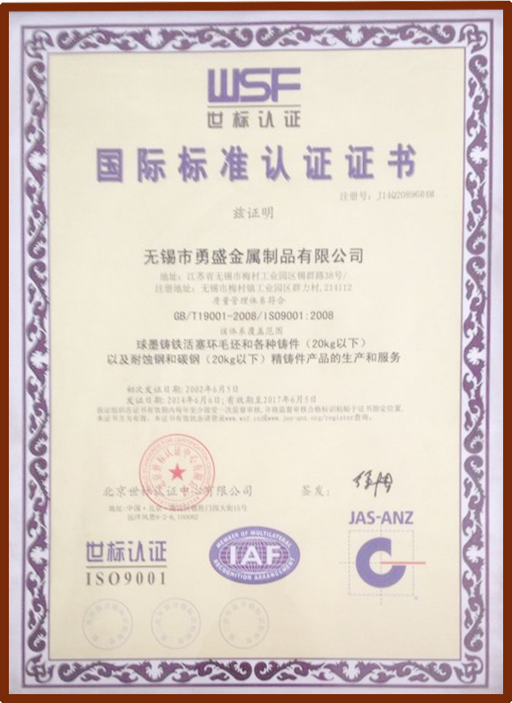 International standards certification
